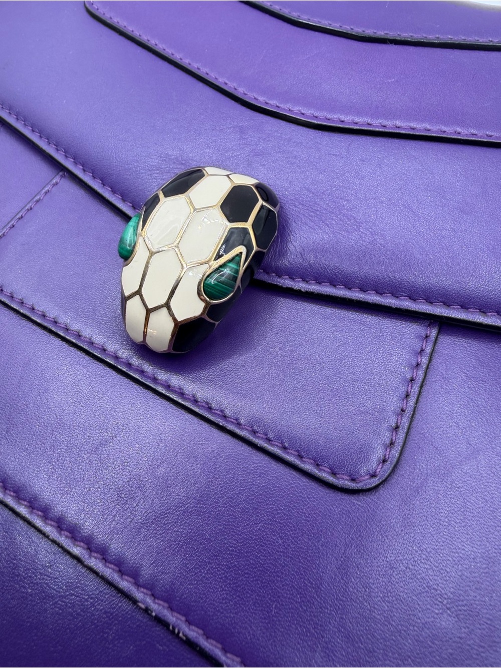 Bvlgari Purple Calfskin Serpenti Forever Crossbody Bag with Gold Chain & Mirror - Picture 4 of 16